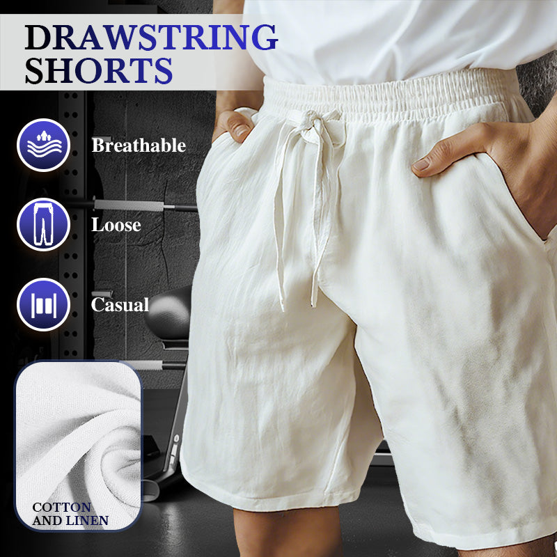 (S-3XL)🌿Herrshorts i bomull och linne med elastisk dragsko