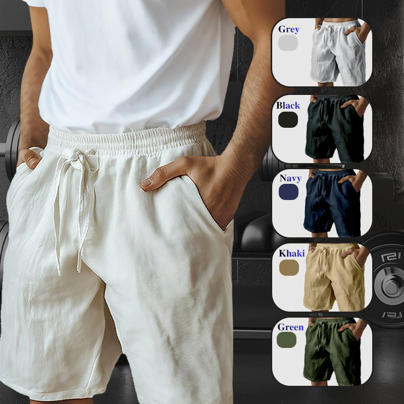 (S-3XL)🌿Herrshorts i bomull och linne med elastisk dragsko