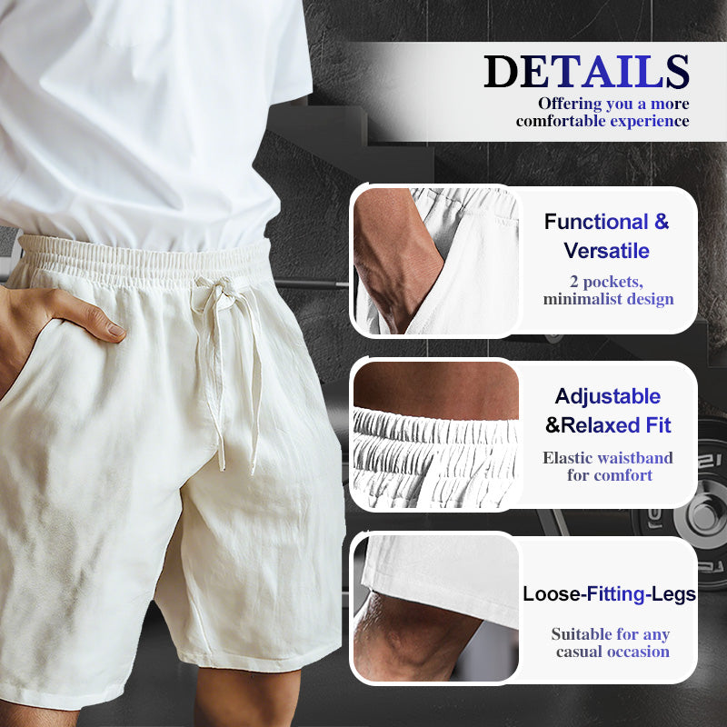 (S-3XL)🌿Herrshorts i bomull och linne med elastisk dragsko