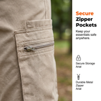 Miesten vetoketjulliset cargo-shortsit