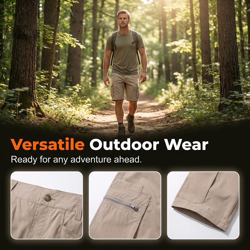 Miesten vetoketjulliset cargo-shortsit