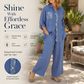 Ensemble chemise à paillettes et pantalon à jambes larges pour femme – fastbybuy