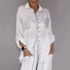 Ensemble chemise à paillettes et pantalon à jambes larges pour femme – fastbybuy
