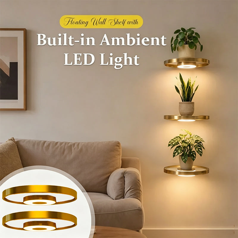 📢📢50% RABATT !! ⏰Flytande vägghylla med inbyggd omgivande LED-belysning