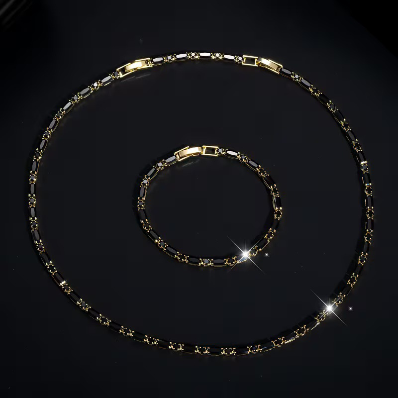 ✨ 50 % RABATT NU! 💎 Glittrande smyckeset för män – halsband & armband – kubisk zirkonia – perfekt för vardag och fest 🖤