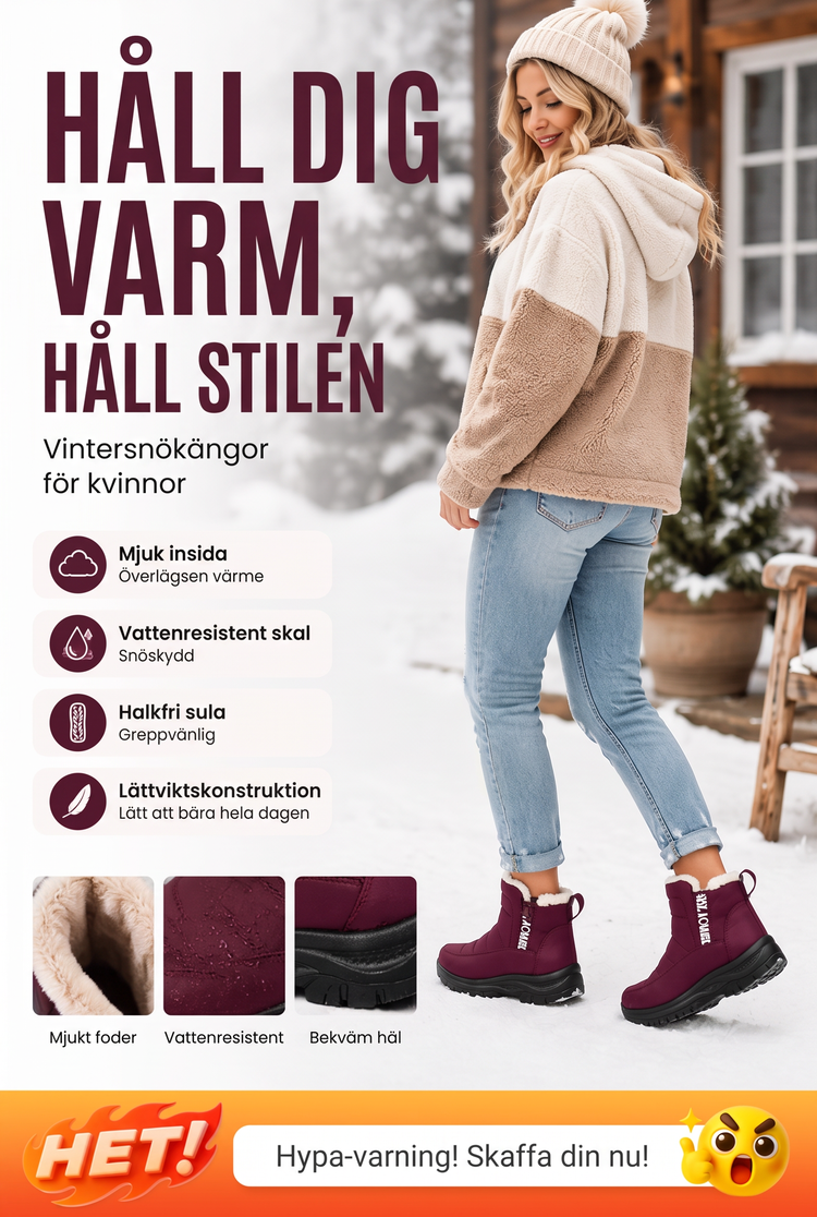 Vattentäta halkfria snökängor för kvinnor