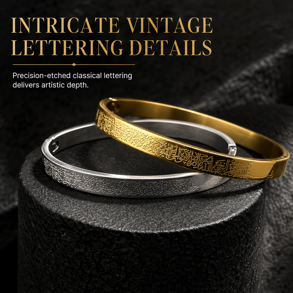 🌸 50% RABATT! ✨ 18K vakuumpläterad titaniumstålarmband – Strålande spegelliknande finish, intrikat graverad text & missfärgningsfritt premiumstål – Hypoallergen elegans för dagligt bruk 💛