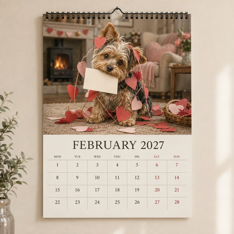 🔥🎁Nyhet 50 % RABATT🔥Väggkalender med Yorkshire Terrier 2027