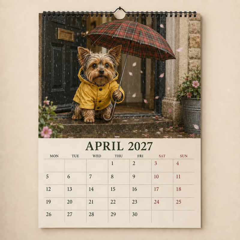 🔥🎁Nyhet 50 % RABATT🔥Väggkalender med Yorkshire Terrier 2027