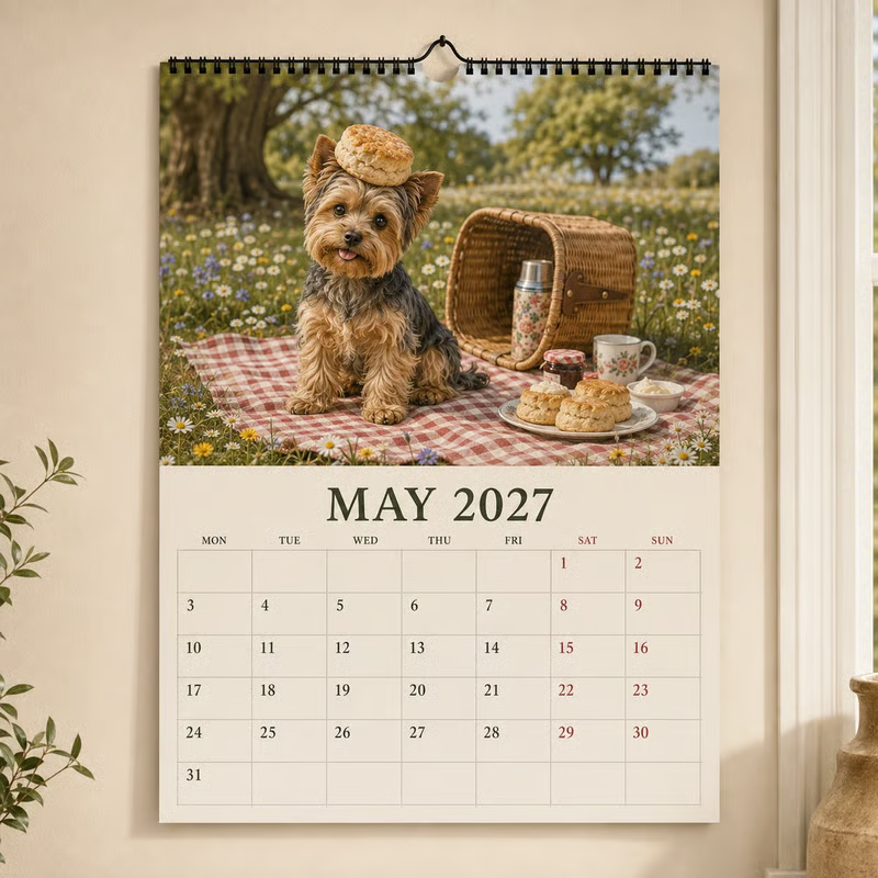 🔥🎁Nyhet 50 % RABATT🔥Väggkalender med Yorkshire Terrier 2027