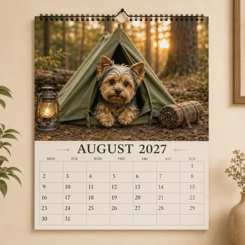 🔥🎁Nyhet 50 % RABATT🔥Väggkalender med Yorkshire Terrier 2027